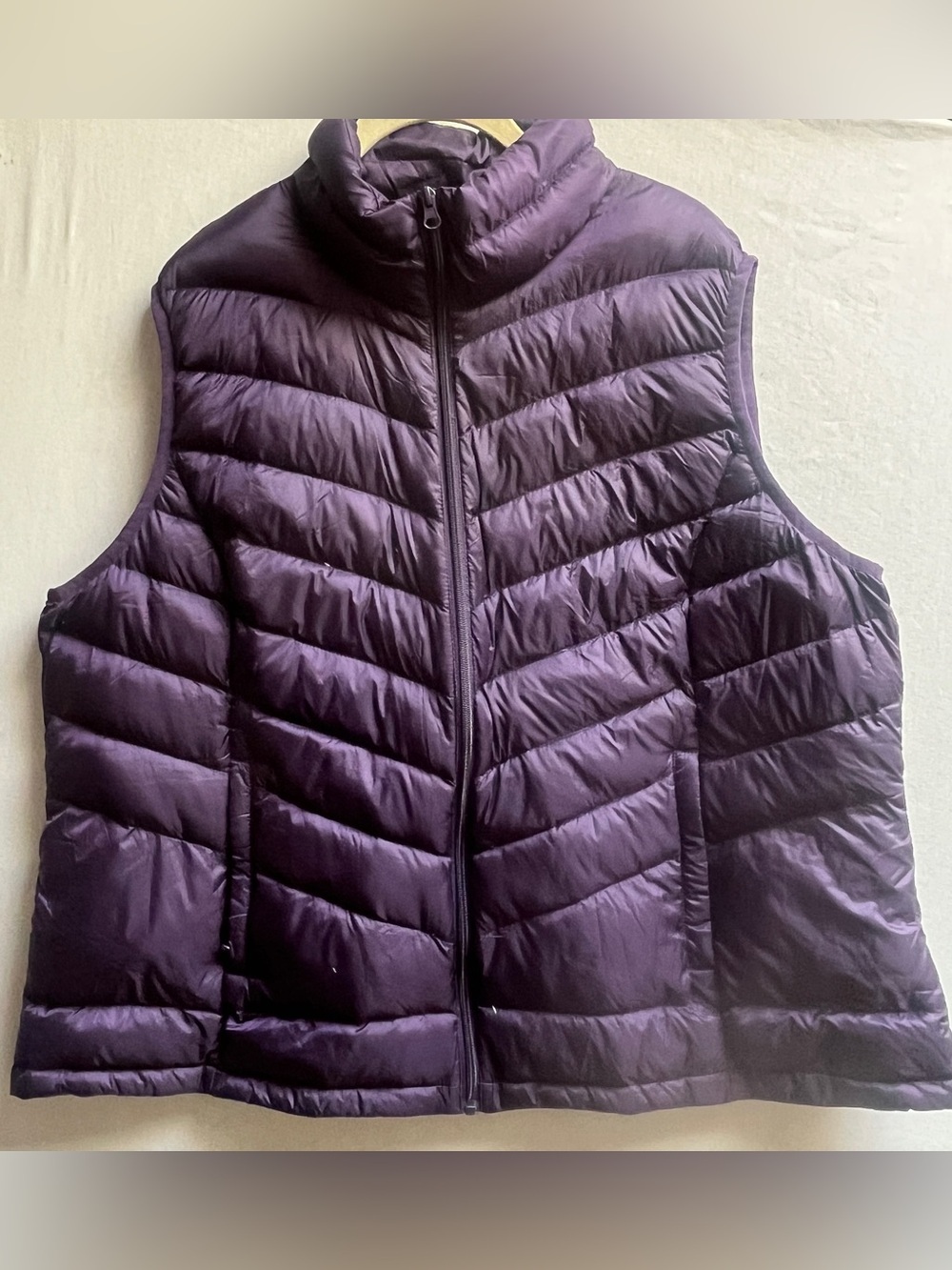 Women's Purple Packable Down Puffer Vest with Travel Bag Size 2X